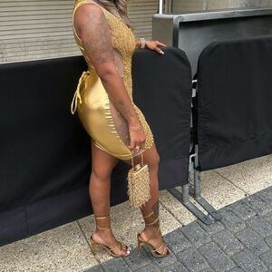 Elegant Gold Backless Dress